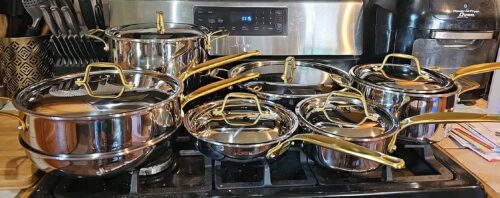Legend Stainless Steel Cookware Set | 5-Ply Copper Core 14-Piece with Black Handles | Stainless Steel Pots and Pans Set | Professional Clad, All Kitchen Induction & Oven Safe | PFOA, PTFE & PFOS Free photo review