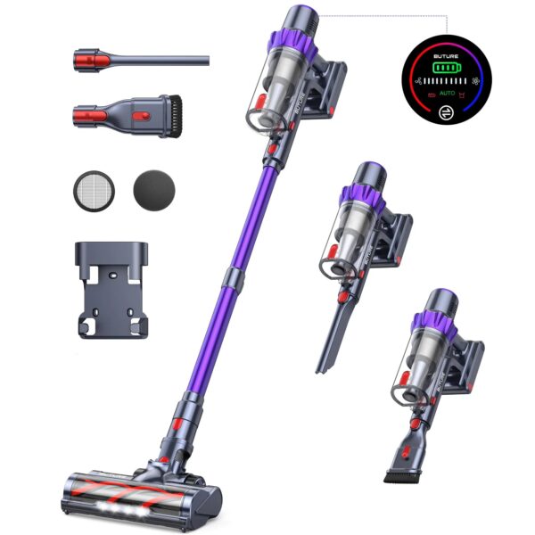 BUTURE 38Kpa 450W Handheld Cordless Vacuum Cleaner Automatically Adjust Suction 1.5L Dust Cup for Pet Hair/Carpet/Hard Floor